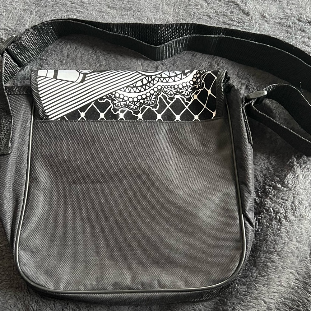 Love Graphic Crossbody Bag in Black with Pink & Blue Accents - Picture 2 of 2